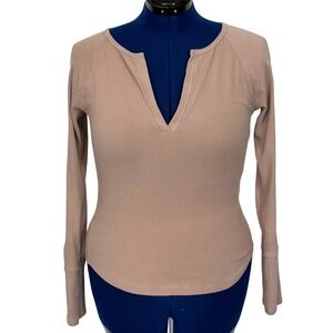 Free People Intimately Billie Layering Top Ribbed Mauve Pink Large OB1353315